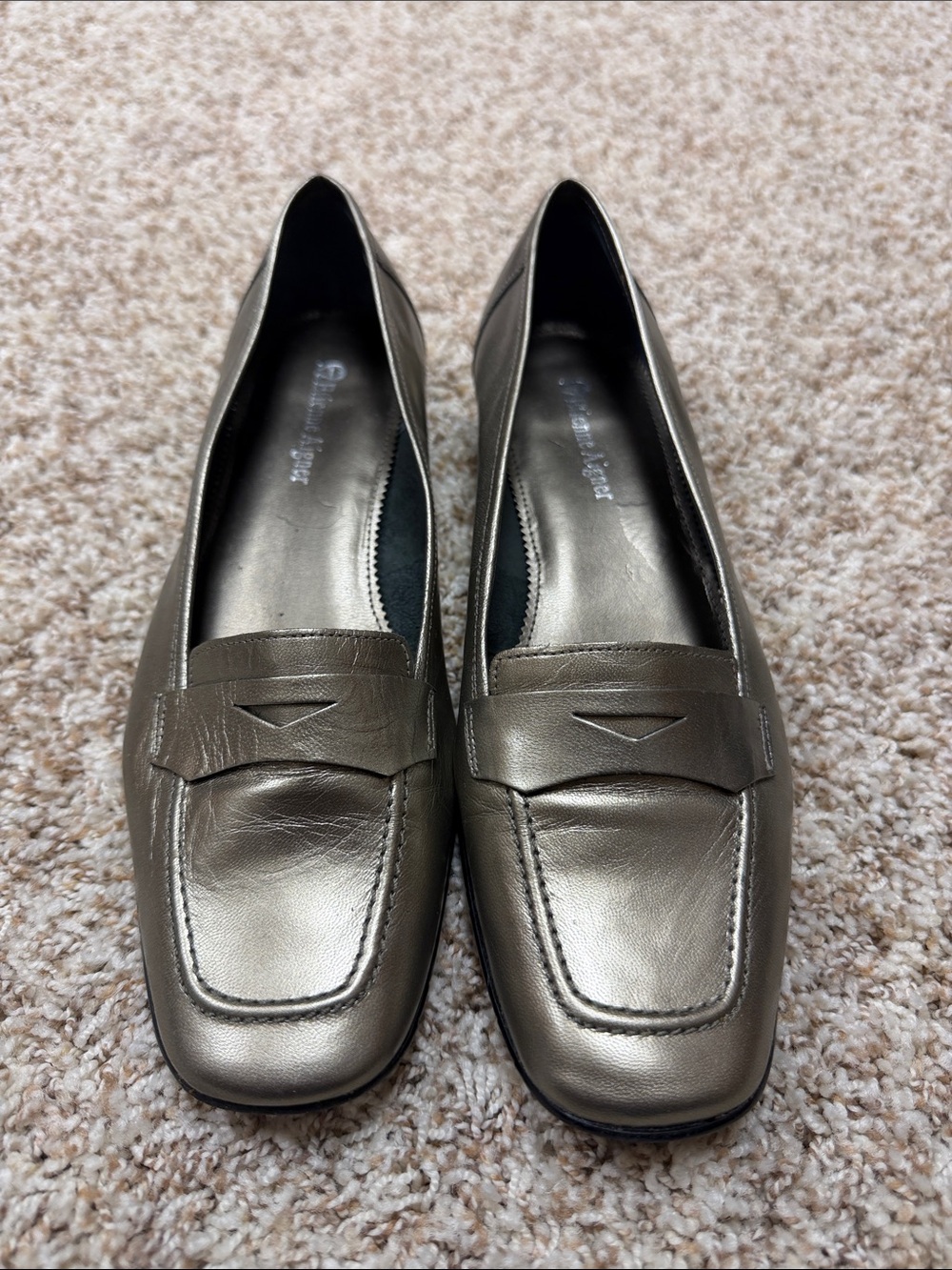 Etienne Aigner Metallic Pewter Loafers